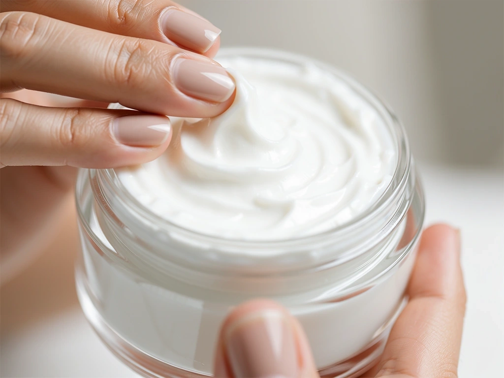 Applying moisturizing cream