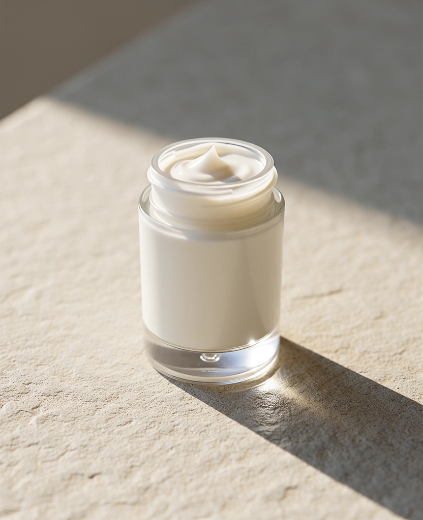 Luxury moisturizing cream in glass packaging